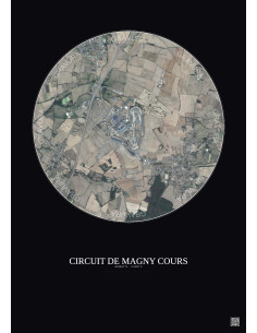 Circuit De Magny Cours Satellite View Poster 2.5km Color | Gravura – Dark background