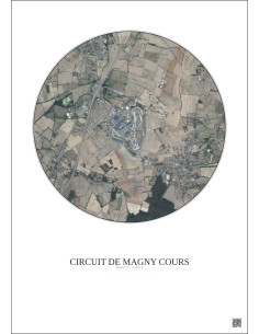 Circuit De Magny Cours Satellite View Poster 2.5km Color | Gravura – Light background