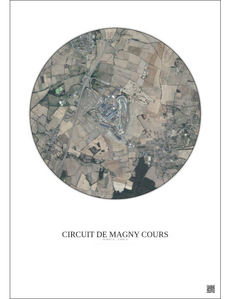 Circuit De Magny Cours Satellite View Poster 2.5km Color | Gravura – Light background