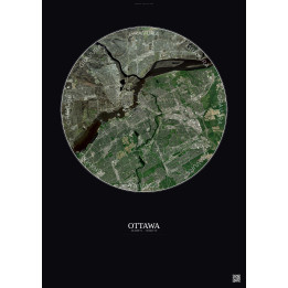 Affiche Ottawa – Poster vue satellite 10km Couleur | Gravura – Fond foncé