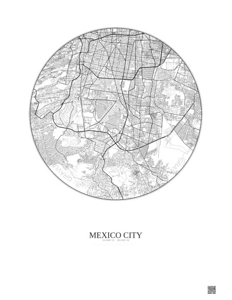 Mexico City City Map Poster 10km | Gravura – Light background