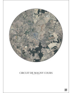 Circuit De Magny Cours Satellite View Poster 5km Color | Gravura – Light background