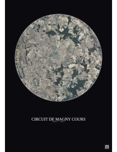Circuit De Magny Cours Satellite View Poster 10km Color | Gravura – Dark background