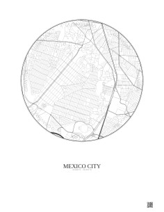 Affiche Mexico City – Poster carte de ville 2.5km | Gravura – Fond clair