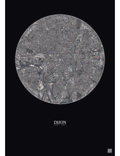 Dijon Satellite View Poster 2.5km Color | Gravura – Dark background