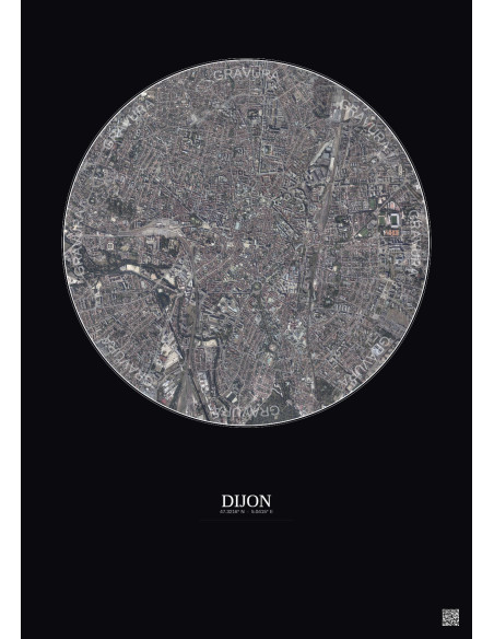 Dijon Satellite View Poster 2.5km Color | Gravura – Dark background