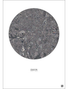 Dijon Satellite View Poster 2.5km Color | Gravura – Light background