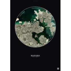 Affiche Manama – Poster vue satellite 10km Couleur | Gravura – Fond foncé