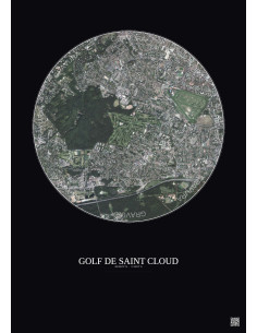 Affiche Golf De Saint Cloud – Poster vue satellite 2.5km Couleur | Gravura – Fond foncé