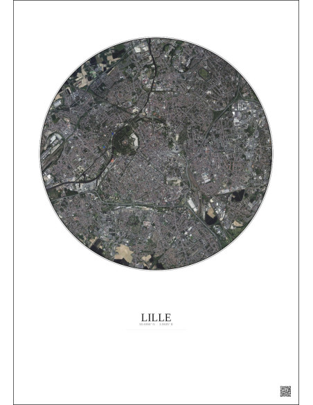 Affiche Lille – Poster vue satellite 5km Couleur | Gravura – Fond clair