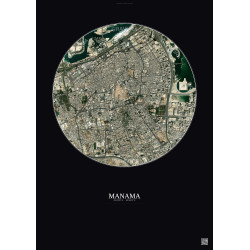 Affiche Manama – Poster vue satellite 2.5km Couleur | Gravura – Fond foncé