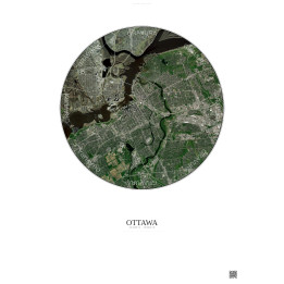Affiche Ottawa – Poster vue satellite 6km Couleur | Gravura – Fond clair