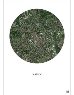 Affiche Nancy – Poster vue satellite 2.5km Couleur | Gravura – Fond clair