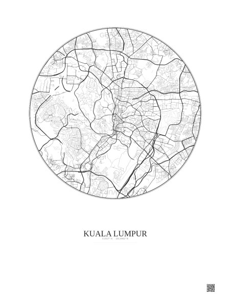 Kuala Lumpur City Map Poster 6km | Gravura – Light background