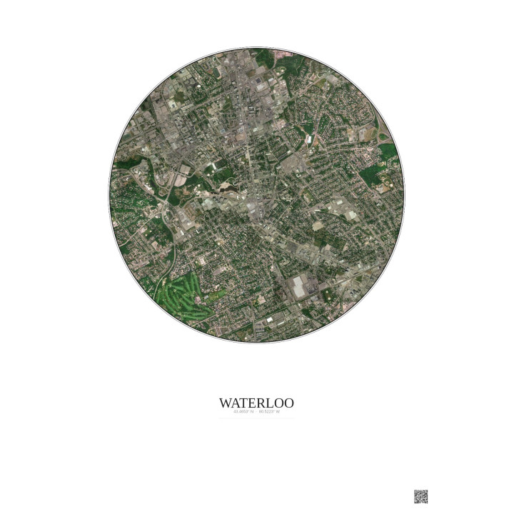 Affiche Waterloo – Poster vue satellite 2.5km Couleur | Gravura – Fond clair