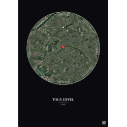 Paris - Vue satellite personnalisée 10 km · Couleur · Fond foncé