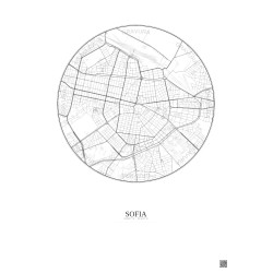 Affiche Sofia – Poster carte de ville 2.5km | Gravura – Fond clair