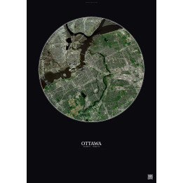Affiche Ottawa – Poster vue satellite 6km Couleur | Gravura – Fond foncé