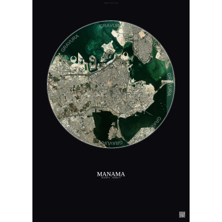 Affiche Manama – Poster vue satellite 6km Couleur | Gravura – Fond foncé