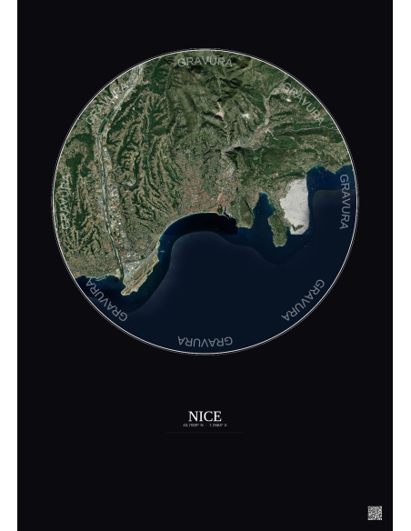 Nice Satellite View Poster 10km Color | Gravura – Dark background