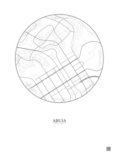 Affiche Abuja – Poster carte de ville 2.5km | Gravura – Fond clair