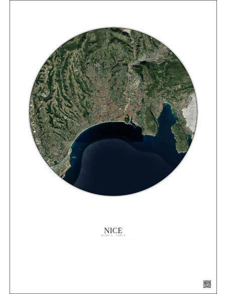 Affiche Nice – Poster vue satellite 6km Couleur | Gravura – Fond clair