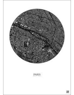Affiche Paris – Poster vue satellite 2.5km N&B | Gravura – Fond clair
