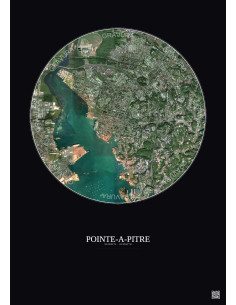 Affiche Pointe A Pitre – Poster vue satellite 2.5km Couleur | Gravura – Fond foncé