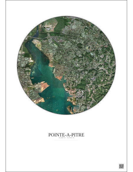 Pointe A Pitre Satellite View Poster 2.5km Color | Gravura – Light background