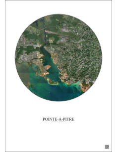 Affiche Pointe A Pitre – Poster vue satellite 5km Couleur | Gravura – Fond clair