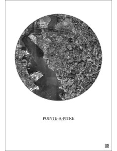 Pointe A Pitre Satellite View Poster 2.5km B&W | Gravura – Light background