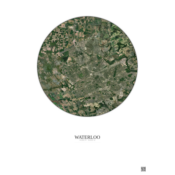 Affiche Waterloo – Poster vue satellite 10km Couleur | Gravura – Fond clair