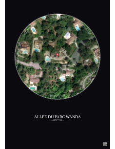 Roquefort Les Pins Satellite View Poster 0.1km Color | Gravura – Dark background