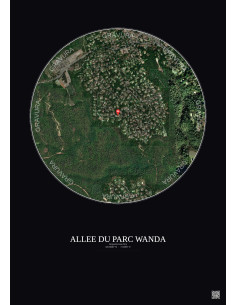 Roquefort Les Pins Satellite View Poster 1km Color | Gravura – Dark background