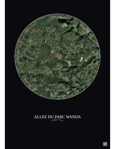 Roquefort Les Pins Satellite View Poster 5km Color | Gravura – Dark background