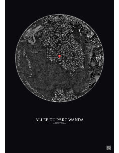 Roquefort Les Pins Satellite View Poster 1km B&W | Gravura – Dark background