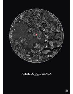 Roquefort Les Pins Satellite View Poster 2.5km B&W | Gravura – Dark background