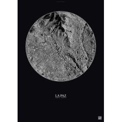 Affiche La Paz – Poster vue satellite 2.5km N&B | Gravura – Fond foncé