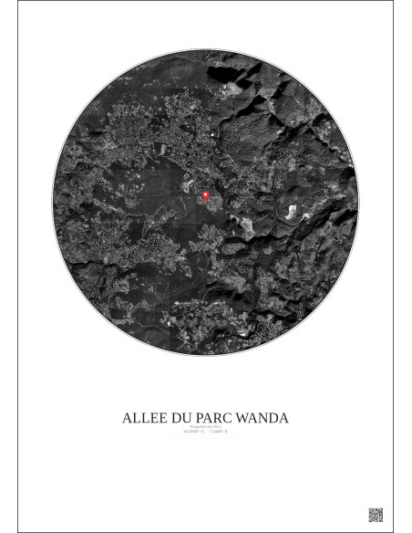 Roquefort Les Pins Satellite View Poster 5km B&W | Gravura – Light background