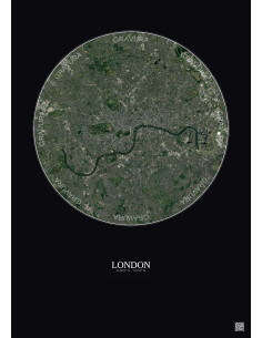 Affiche London – Poster vue satellite 10km Couleur | Gravura – Fond foncé