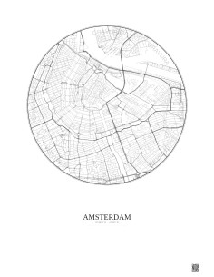 Affiche Amsterdam – Poster carte de ville 2.5km | Gravura – Fond clair