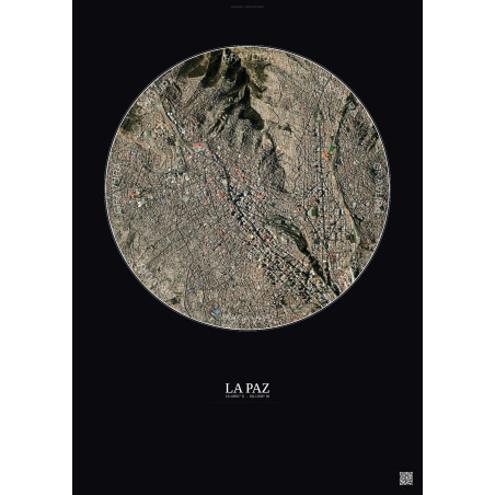 Affiche La Paz – Poster vue satellite 2.5km Couleur | Gravura – Fond foncé