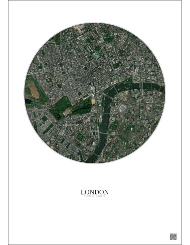 Affiche London – Poster vue satellite 2.5km Couleur | Gravura – Fond clair