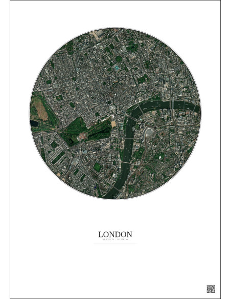 Affiche London – Poster vue satellite 2.5km Couleur | Gravura – Fond clair