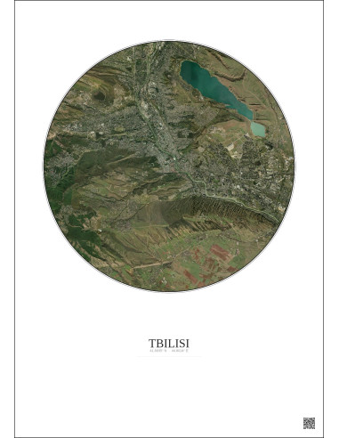 Tbilisi Satellite View Poster 10km Color | Gravura – Light background