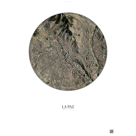 Affiche La Paz – Poster vue satellite 2.5km Couleur | Gravura – Fond clair