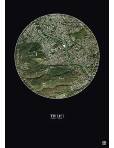 Tbilisi Satellite View Poster 2.5km Color | Gravura – Dark background