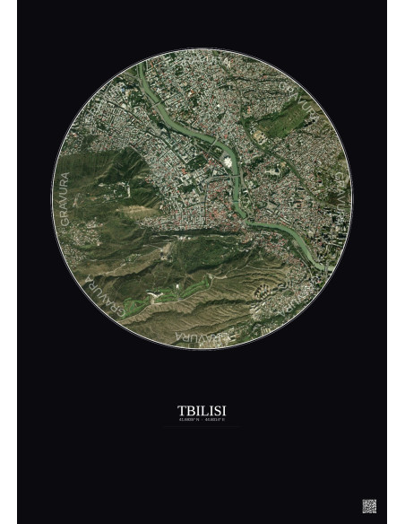 Tbilisi Satellite View Poster 2.5km Color | Gravura – Dark background