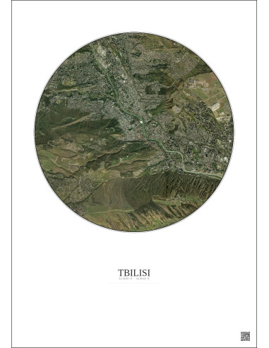 Tbilisi Satellite View Poster 6km Color | Gravura – Light background