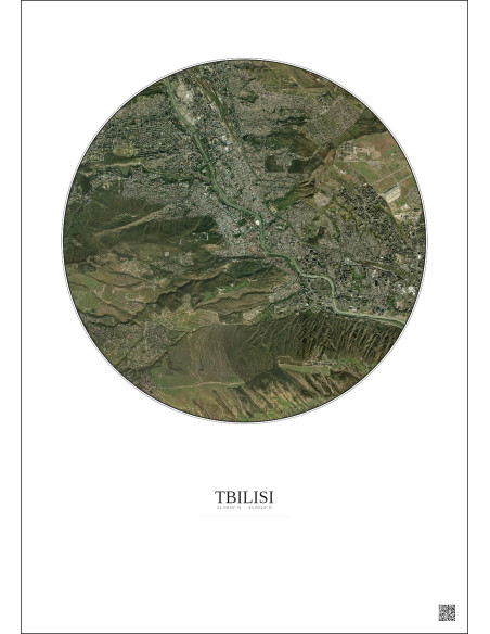 Tbilisi Satellite View Poster 6km Color | Gravura – Light background